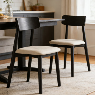 Black Solid back side Chair(Set of 2)