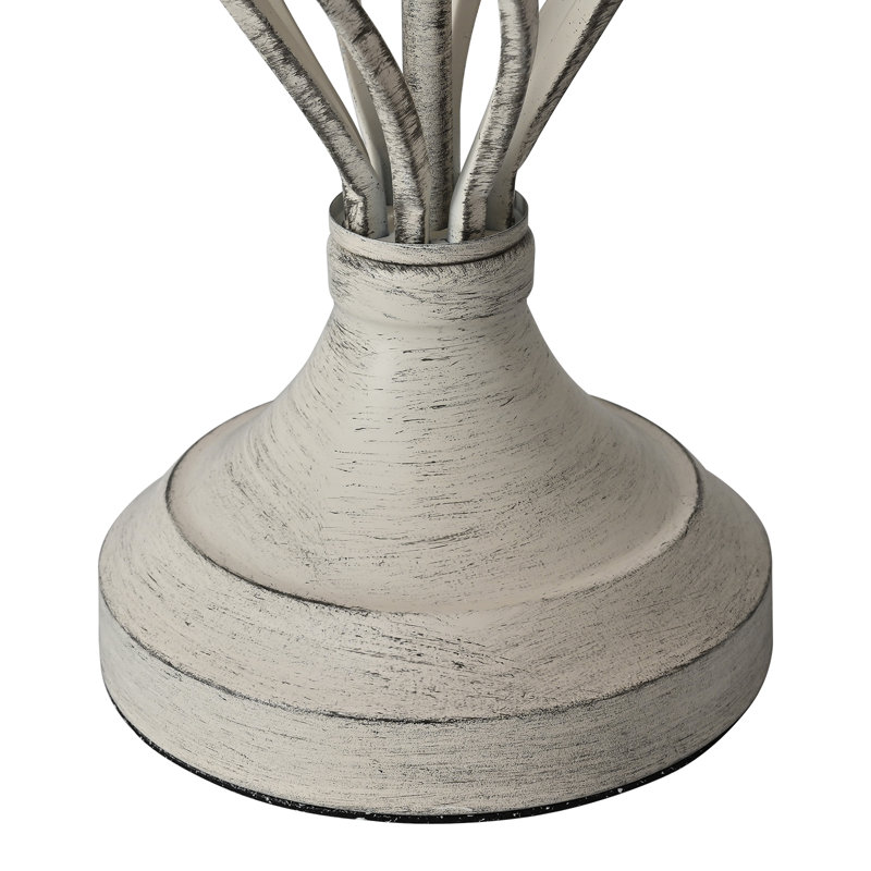 Lampe de table 26 po Boho en métal blanc antique avec abat-jour tissé à la main à 3 voies et USB pour le salon de la chambre à coucher (ensemble de 2)