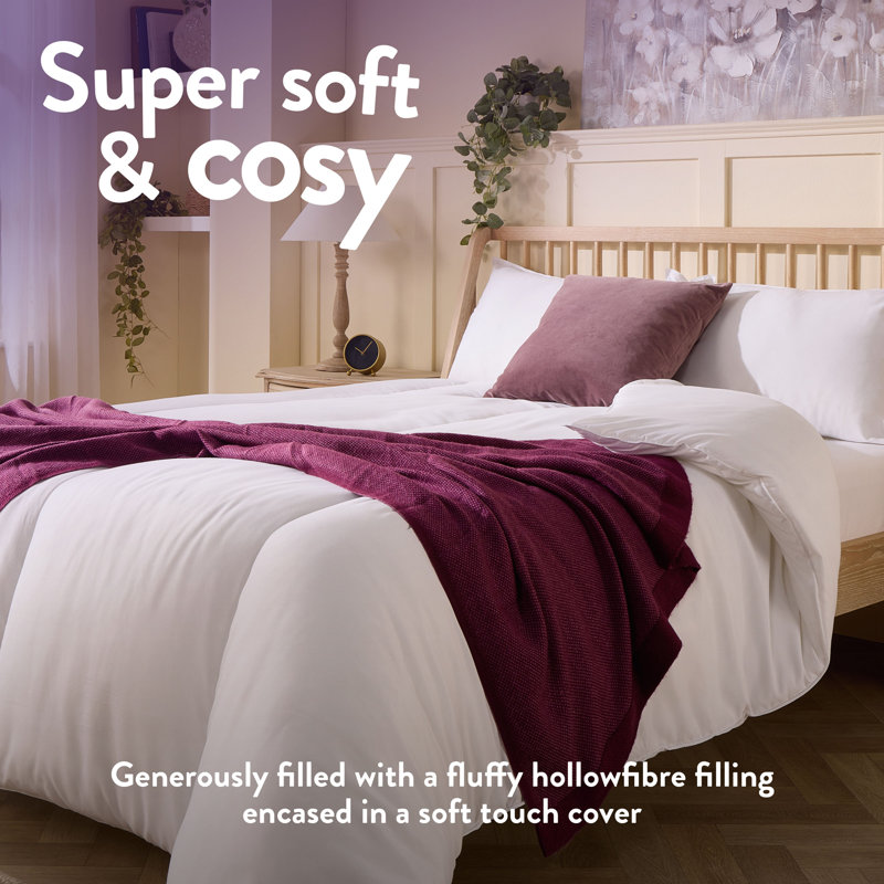 Feels Like Down 10.5 Tog All Year Round Embossed Cover Machine Washable Duvet, Double (4'6)
