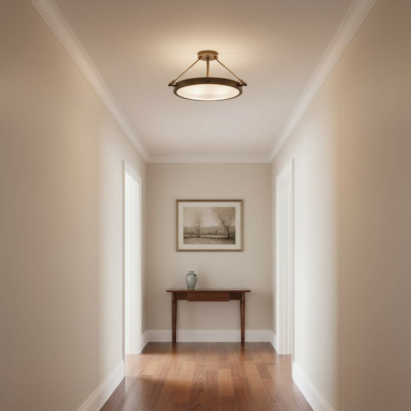 Collier Semi-Flush Mount Ceiling Light - Heritage Brass, Incandescent, Heritage Brass, 11.5"H x 22"W x22"D