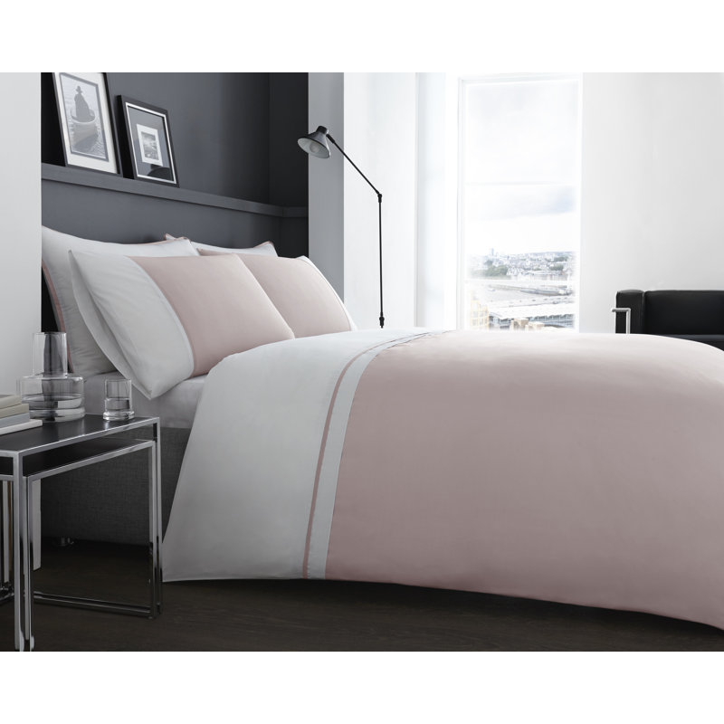 Berkshire Cotton Blend No Pattern Duvet Cover Set with Pillowcases, Pink, Double Duvet Cover + 2 Standard Pillowcases