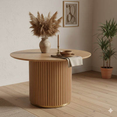Table de salle à manger à piédestal circulaire 47,25 pouces (finition naturelle)