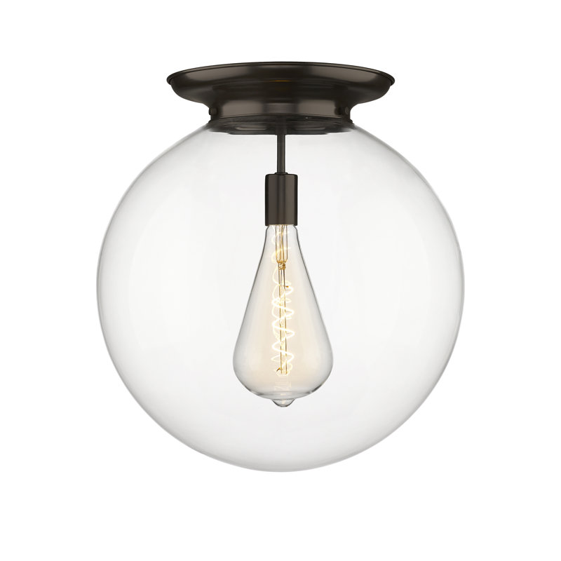 Plafonnier encastré 16 lumières 1 lumière Alfonsa, H 19,25 po x l 17,75 po x P 17,75 po, Transparent, Laiton huilé