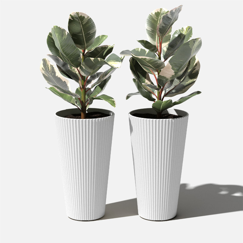 Pot de fleurs intérieur / extérieur en plastique 26,6 po Demi, 2, Blanc
