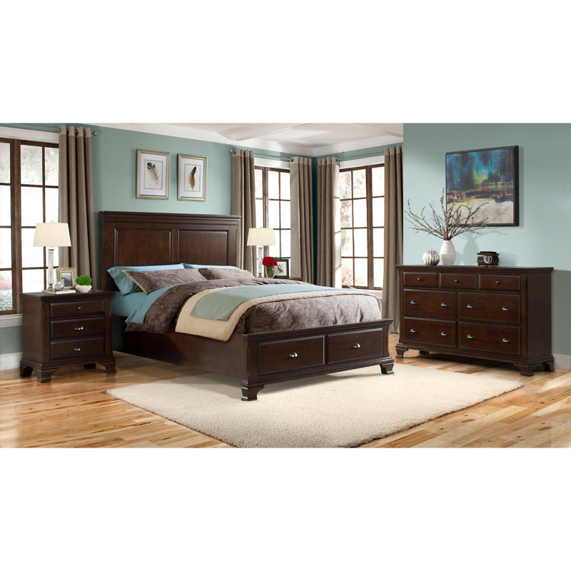Plattsburgh Solid and Manufactured Wood Storage Platform Bed, Queen