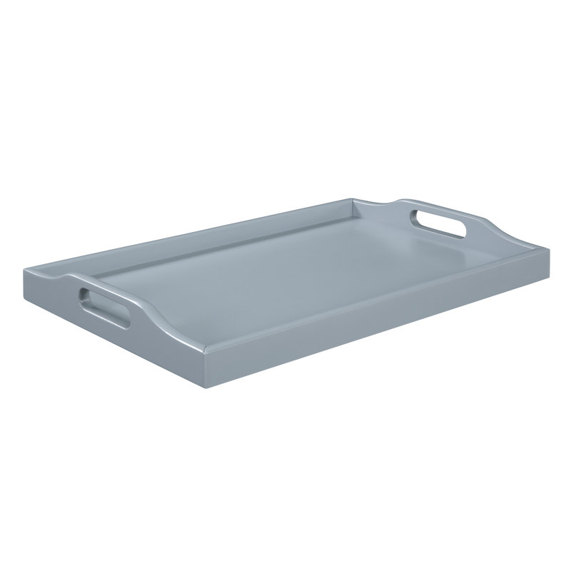 Plateau de service en bois manufacturé Conor avec poignées intégrées, Gris, H 13,75 po x l 22 po x P 3,5 po