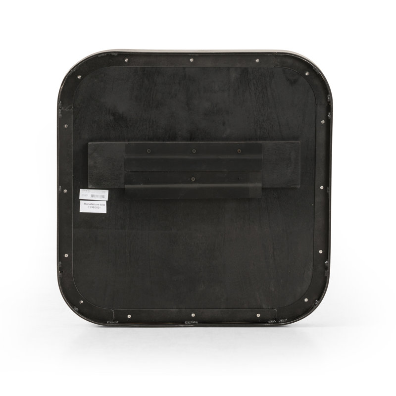 Bellvue Flat Metal Wall Mirror, 47.25" x 47.25", Dark Gray