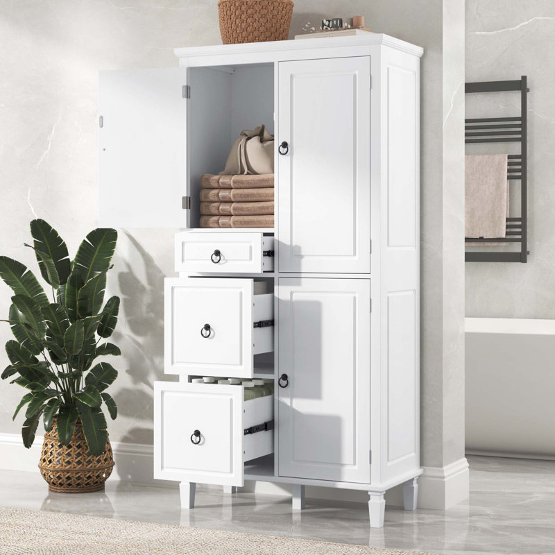 Armoire de rangement multifonctionnelle rétro avec tablettes réglables, 3 tiroirs et 3 compartiments fermés - Organisateur élégant et polyvalent pour le salon, la cuisine ou le bureau
