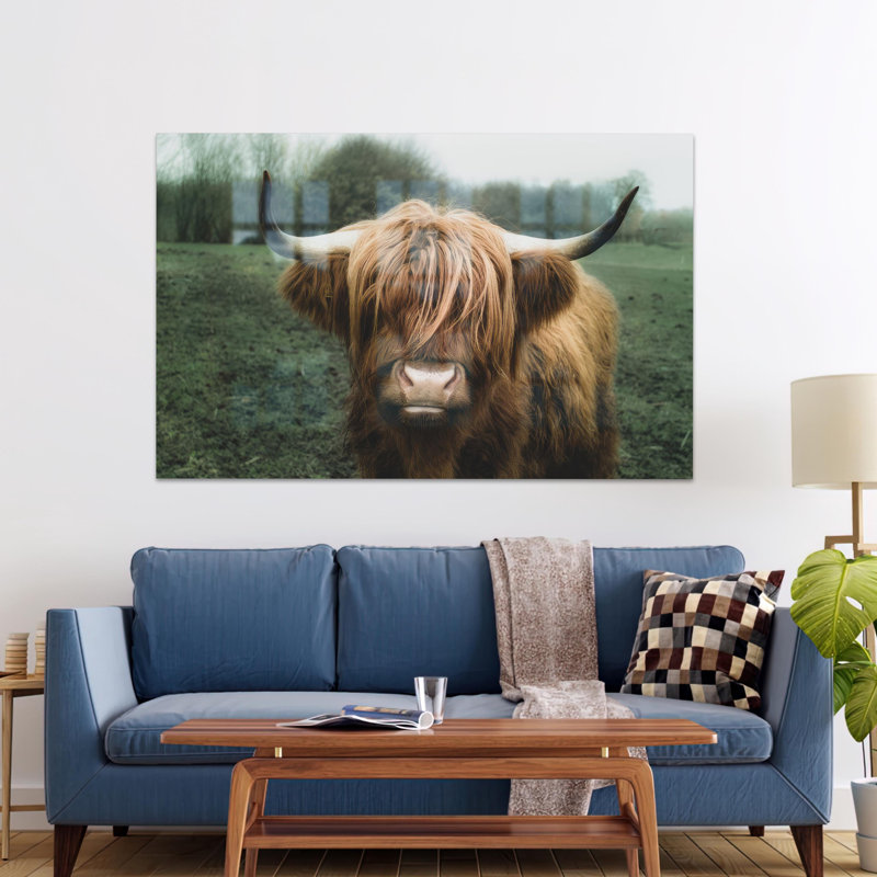 Vache écossaise Highland Art mural en verre trempé tendance parfait pour la décoration de chambre à coucher