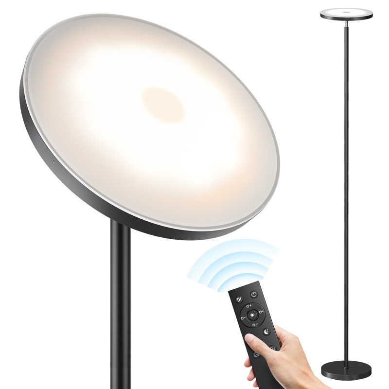 32W Super Bright LED Floor Lamp with Remote Control, Black