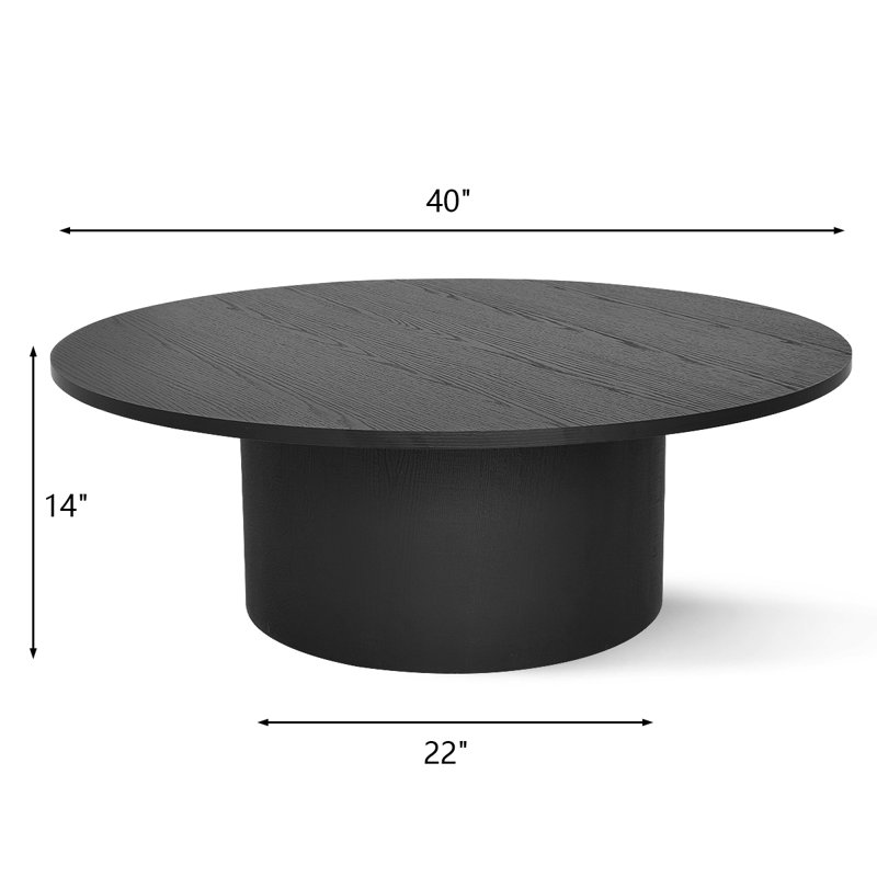 Giann Pedestal 40" Coffee Table, Black