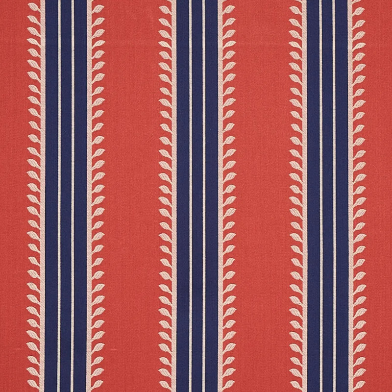 Etruscan Stripe Fabric, Red/Blue