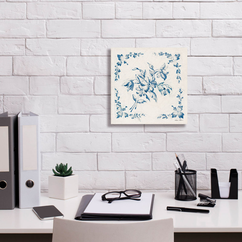 «Suédois tuile 3 bleu» par Cheri Blum, art mural sur toile, H 12 po x l 12 po x P 0,75 po