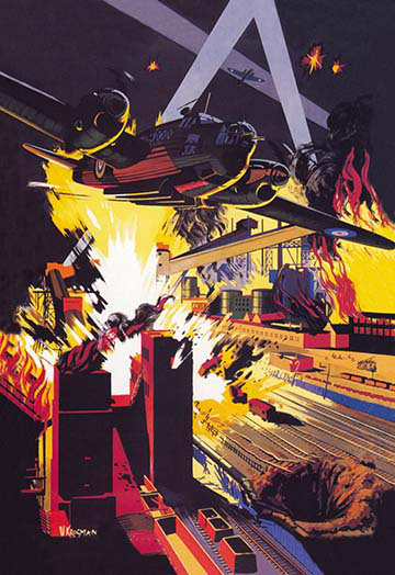 L’allemagne rentre encore ! « bombing raid », impression, H 66 po x l 44 po x P 1,5 po