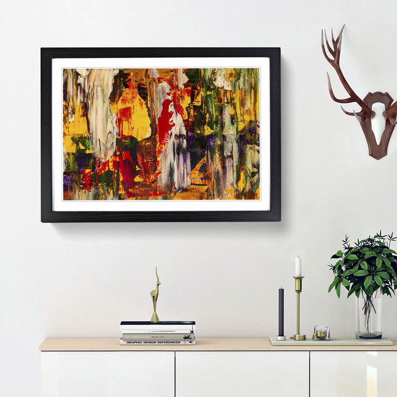 Abstract Art Painting Vol.213 by S.Johnson - Picture Frame Painting Print, 27cm H x 36cm W x 2cm D, Black Framed
