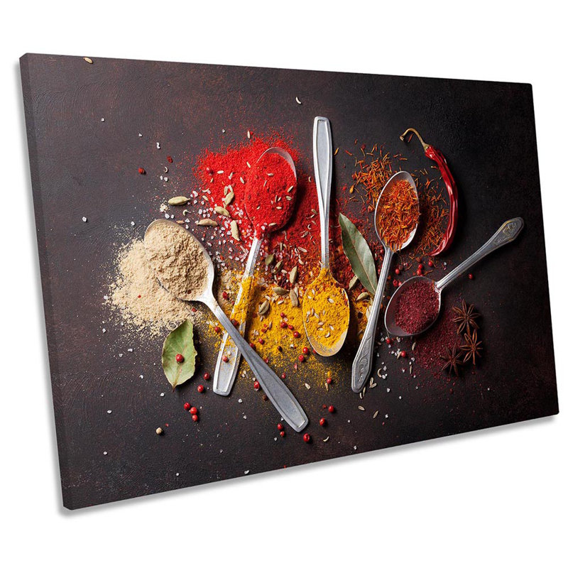 Spices Spoons Herbs Kitchen - Wrapped Canvas Print, 81.3cm H x 121.9cm W
