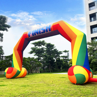 Inflatable 20Ft Rainbow Start Finish Line Arch with 240W Blower, Outdoor Archway for Racing Events, Promotions, and Brand Advertising