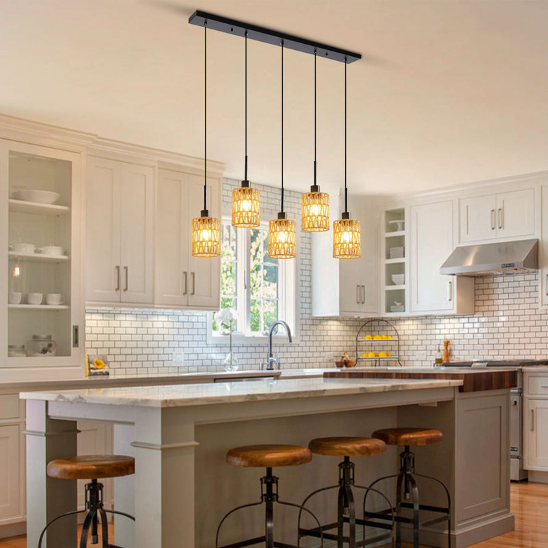 Luminaire suspendu pour îlot de cuisine 5 lumières