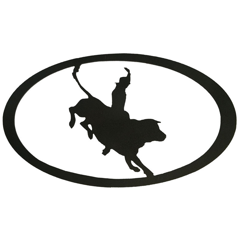 Art mural Dugout Creek Designs Western Bullrider, Noir martelé
