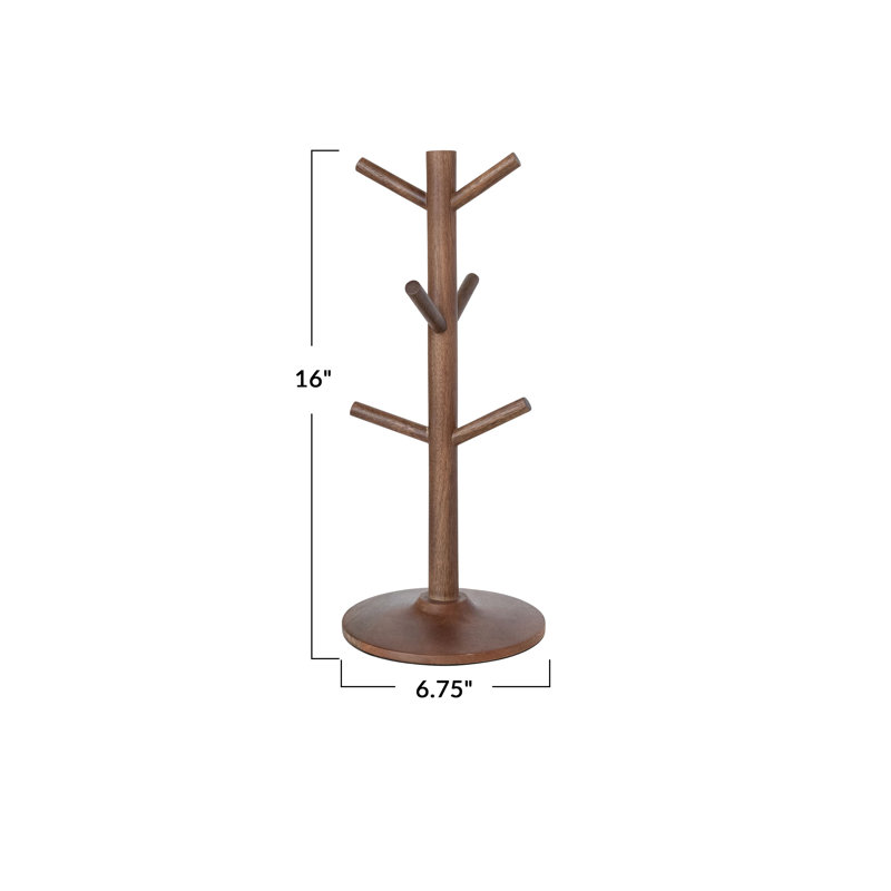 Mango Wood Mug Holder, Walnut Finish