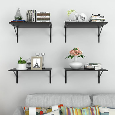 Ensemble de 4 tablettes murales noires de 12 po de profondeur
