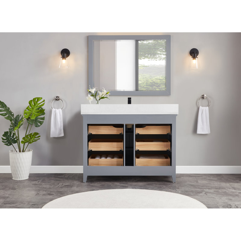 48" Solid Wood Sink Vanity  With 1' Artificial Stone Top, Cadet