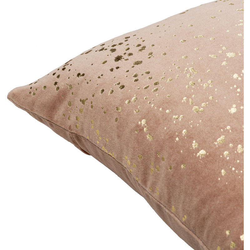 Abstract Cotton Throw Pillow, Coral/Gold, 18" x 18"