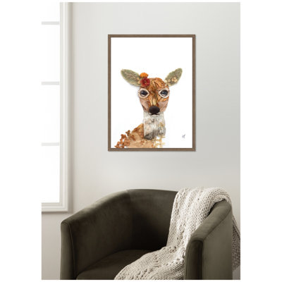 «Deer with Flowers» par Madeline Jeppesen, reproduction d'art sur toile encadrée