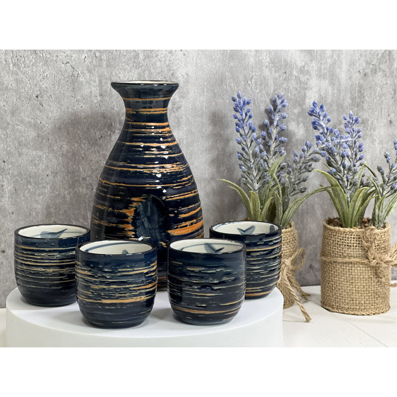 Blue Swirls Sake Set