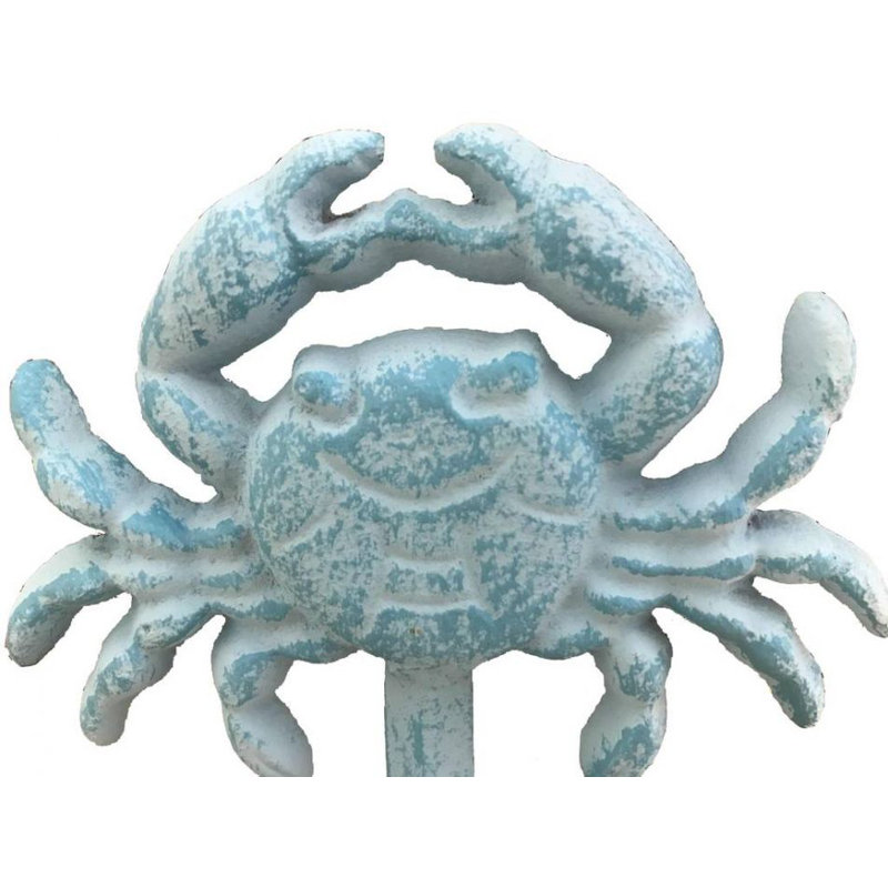 Crochet mural crabe Jonette, Bleu pâle rustique