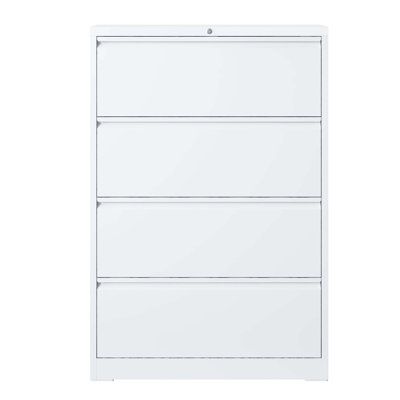 4 Drawer White Metal Filing Cabinet, Lockable Cabinet For Home Office, Stores Various File Sizes, & Functional Modern Locking Legal/Letter/A4/F4 Size, Secure Storage