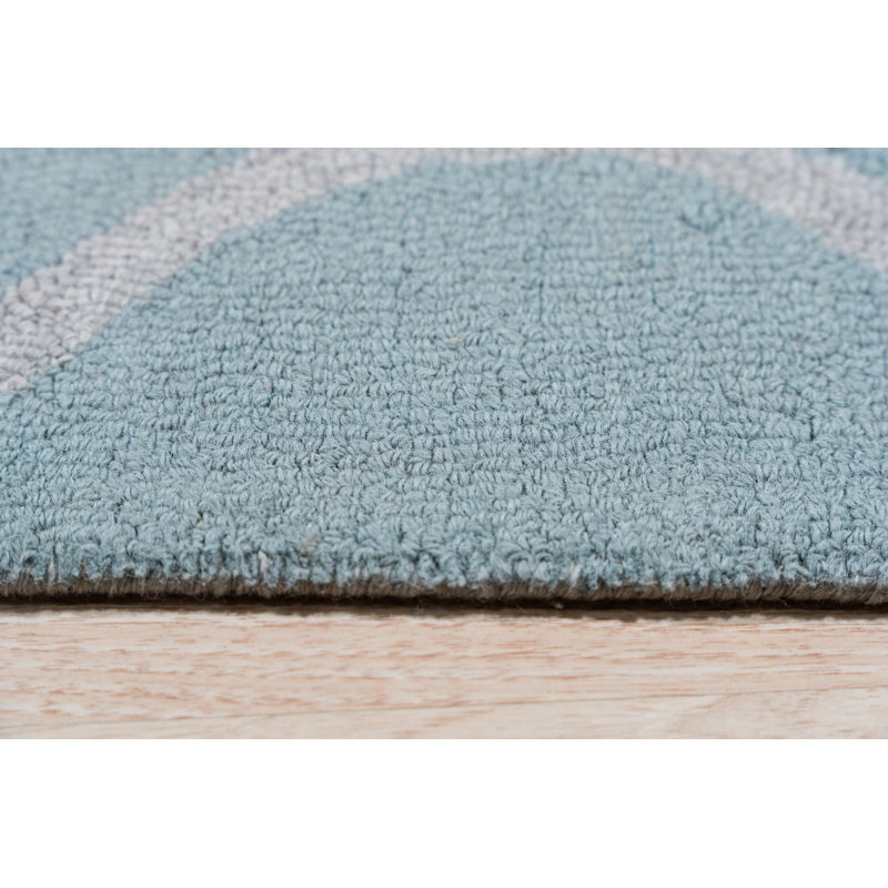 Hand Tufted Wool Area Rug in Blue