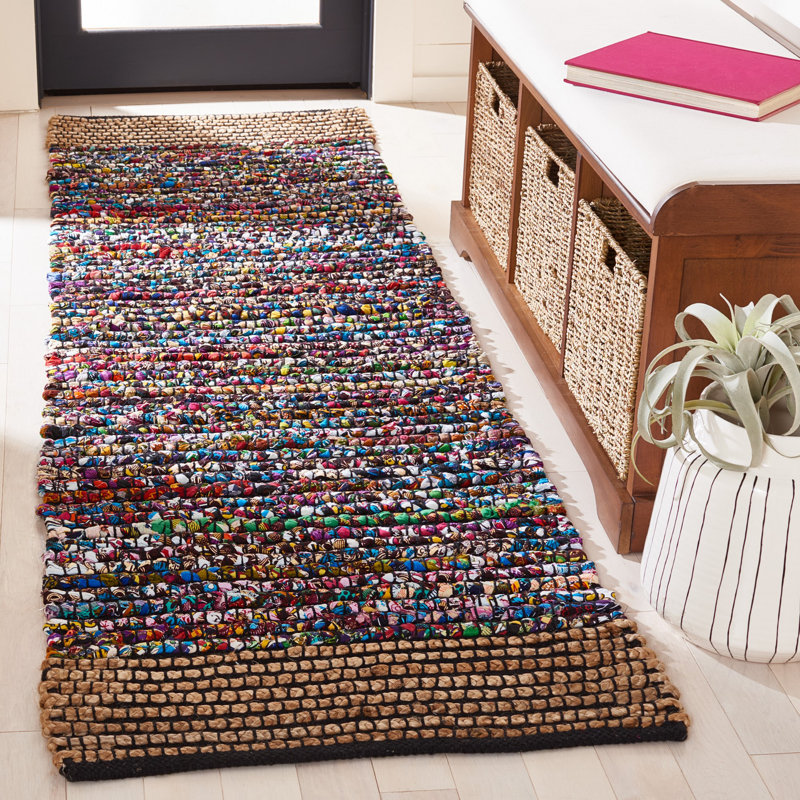 Palembang Hand Woven 0.6 Cotton 0.4 Jute Striped Rug, Runner 2'3" x 8'
