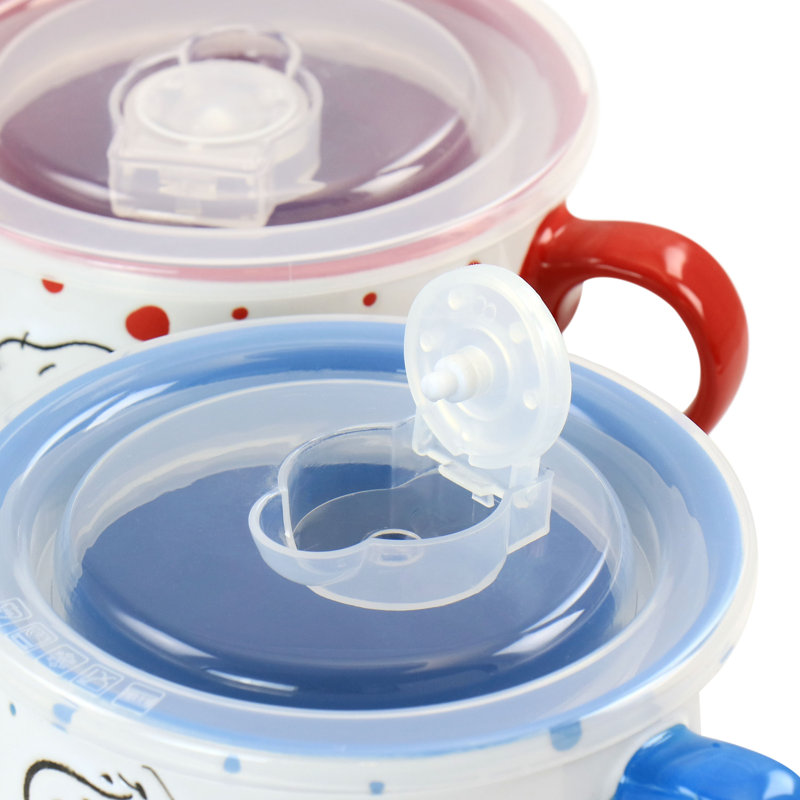 Ensemble de 4 tasses à soupe et couvercles en grès Peanuts Freckled Joy 25Oz