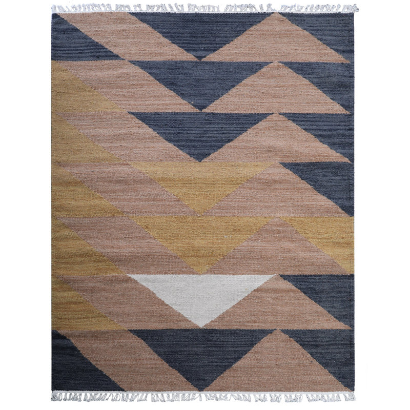 Manns Hand Woven Flat Weave Kilim Wool Eco-Friendly Area Rugs - Rectangle, Multicolor, Contemporary Modern Design, Low Pile Handmade Area Rugs for Living Room, Bed Room