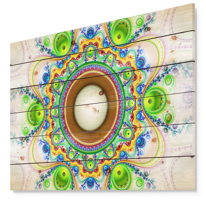 «Green Fractal Circles and Waves», impression de Cnavas, Bois, H 36 po x l 46 po x P 0,78 po