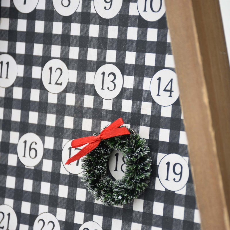 Freestanding Tree Shaped Christmas Advent Calendar With Wreath Magnet