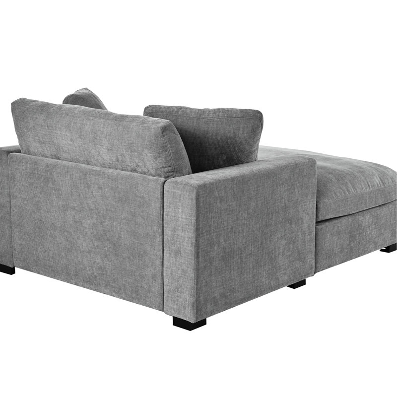 Méridienne Austra de 53,5 po x 70,9 po - apparence classique, pieds en bois massif, structure, assemblage facile, méridienne surdimensionnée de 53,5 po x 70,9 po, tissu gris, design, cadre confortable
