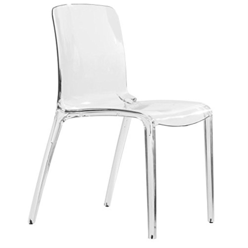 Lade Transparent Plastic Stackable Dining Chair with Waterfall Edge Seat – Lightweight Versatile Accent & Kitchen Side Chair, No Assembly Required