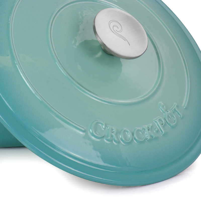 Aqua Blue 5 Quart Enameled Cast Iron Dutch Oven with Stainless Steel Knob