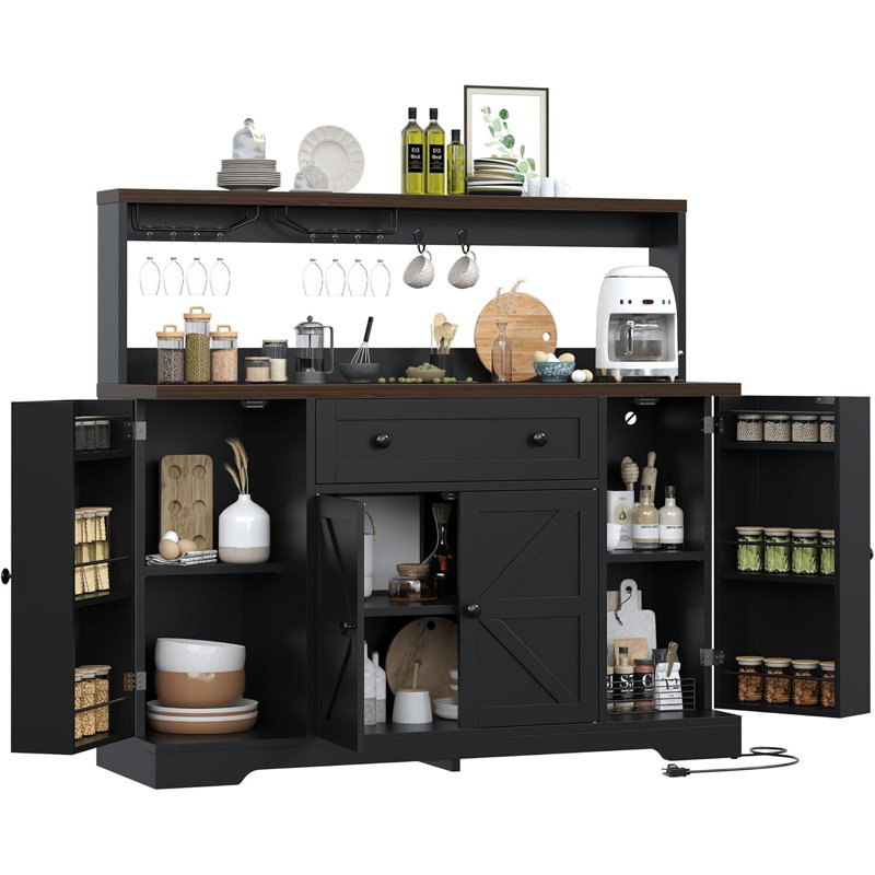 Buffet de rangement avec tiroirs et station de charge Hutch, Noir