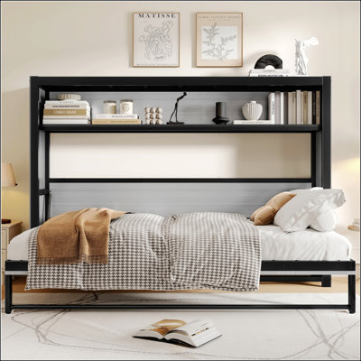 Lit escamotable simple avec tablettes