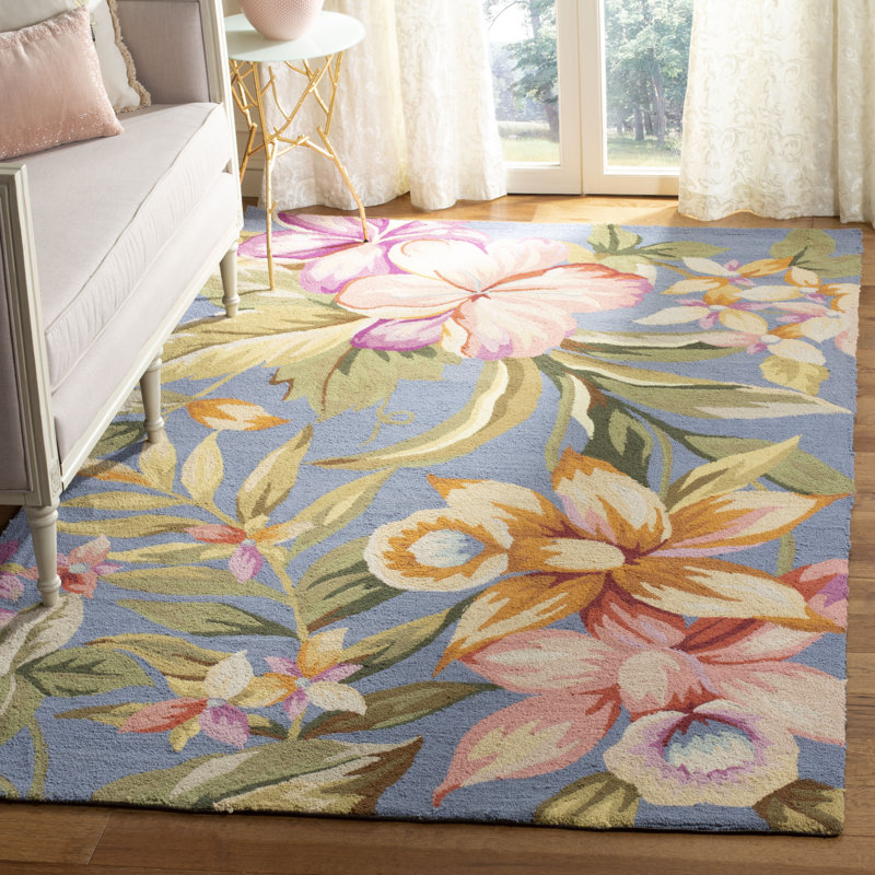 Tapis floral en laine crocheté à la main Jonsson, Rectangle 9 pi x 12 pi