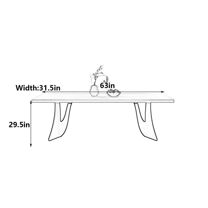 Table de salle à manger Wabi-Sabi, H 29,5 po x L 63 po x l 31,5 po