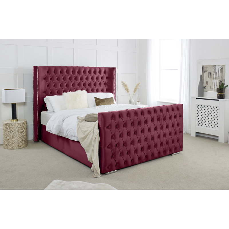 Jaina Upholstered Bed, Single (3'), Maroon