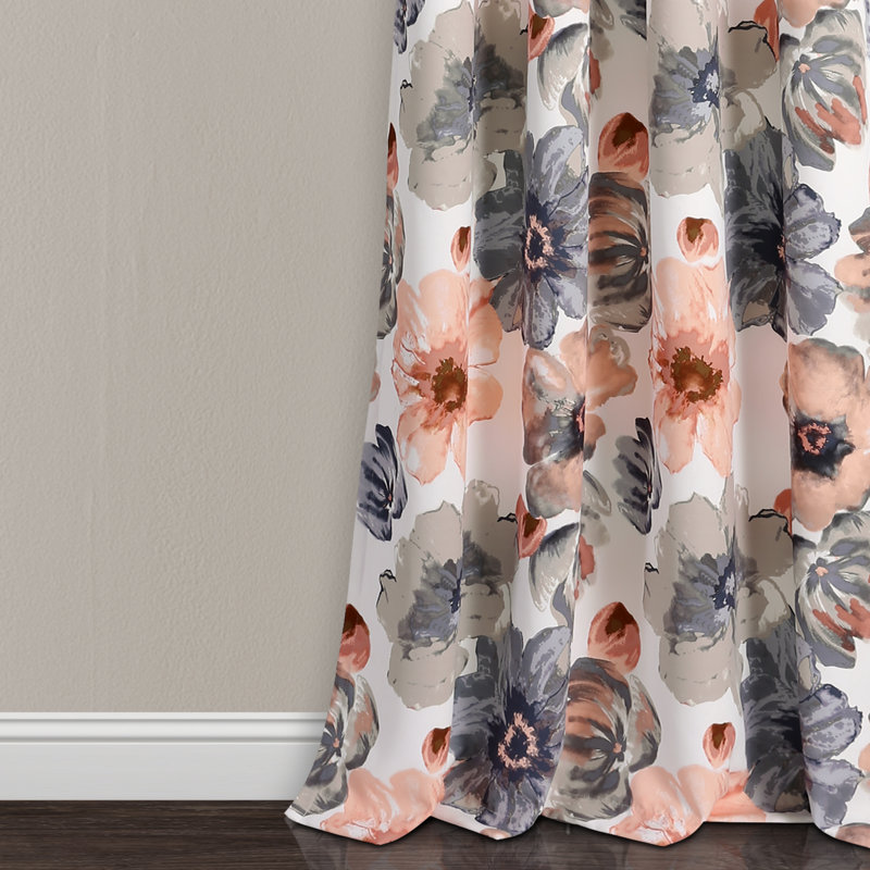 Leah Room Darkening Curtain Pair, Coral/Gray, 52"W x 84"L