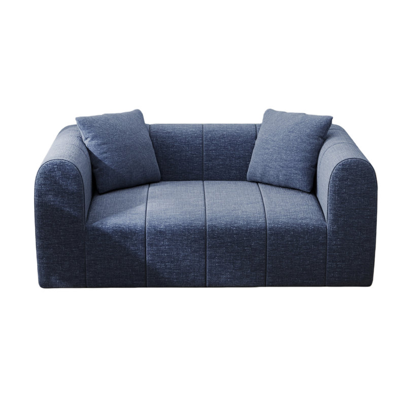 Causeuse en chenille courbée de 65 po Boneless, Bleu
