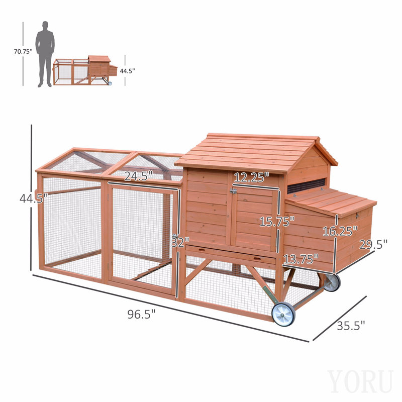 Cage à poules en bois avec poulailler et cage de nidification