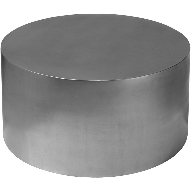 Cylinder Drum Coffee Table, Brushed Chrome
