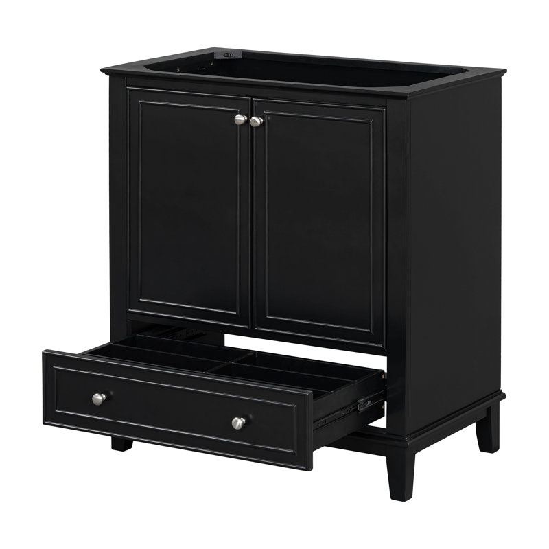 Meuble-lavabo 30 po sans lavabo, base seulement, armoire de salle de bain multifonctionnelle avec portes et tiroir, structure solide et panneau en bois aggloméré